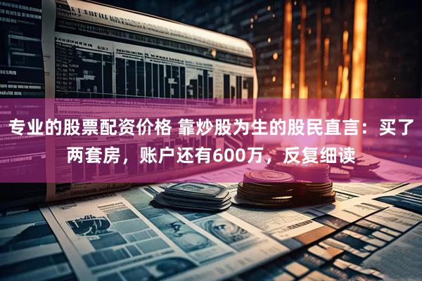 专业的股票配资价格 靠炒股为生的股民直言：买了两套房，账户还有600万，反复细读